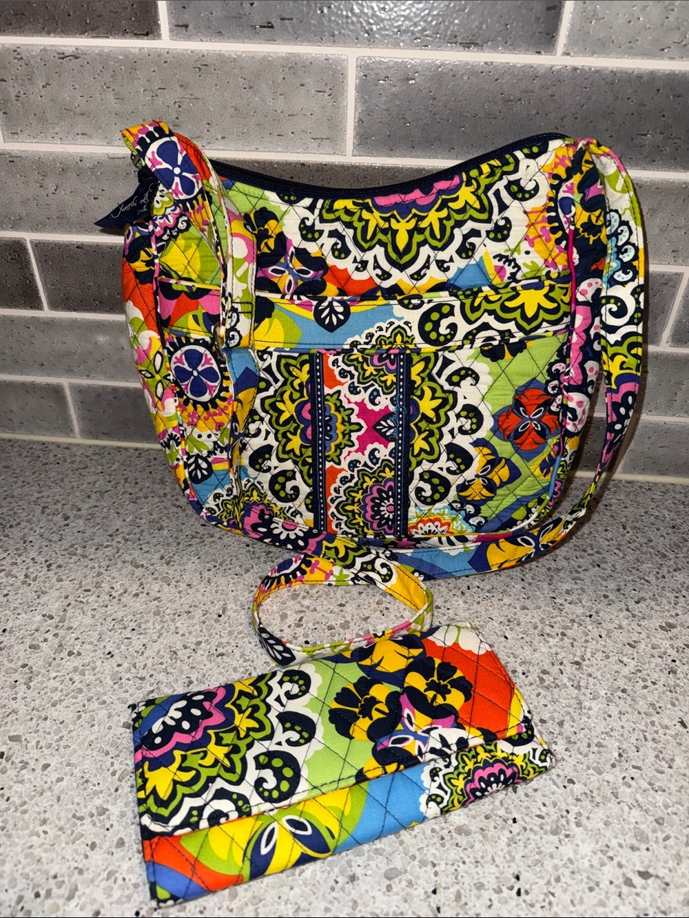 Vera Bradley Caryall Crossbody and Trifold Wallet in Rio. EUC